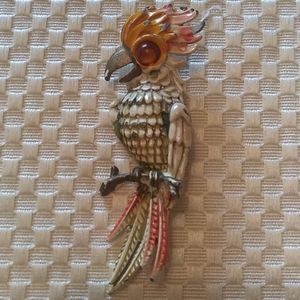 Vintage parrot Brooch. 2.5 in long.